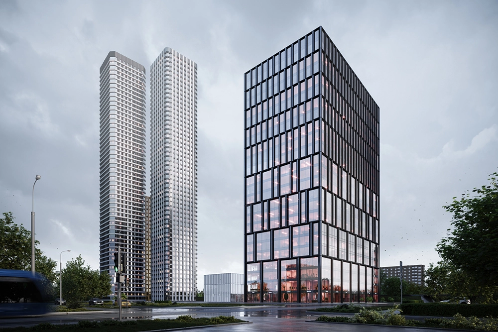 Проект пешеходного бульвара между зданиями бизнес-центра «STONE Дмитровская» в Тимирязевском районе