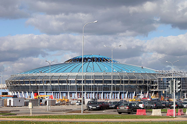 Строительство стадиона Чижовка-Арена к Чемпионату мира по хоккею с шайбой в Минске. 2013 год