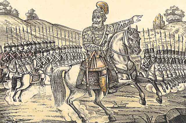 Ермак Тимофеевич, цветная литография, Россия, 1883 г.