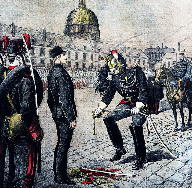 Публичное разжалование Альфреда Дрейфуса, иллюстрация Анри Мейера в «Le Petit Journal» от 13 января 1895 года.