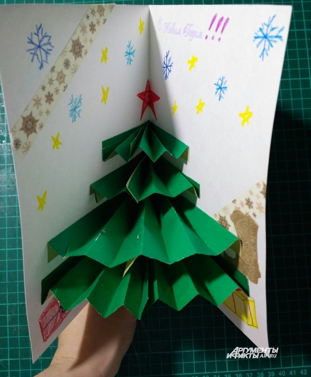 3D-открытка с новогодней ёлочкой