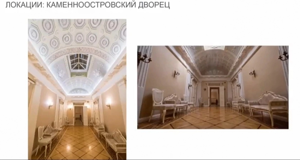 Авторы добивались максимальной исторической достоверности. Каменноостровский дворец: слева фотография, справа — искусственный интеллект.