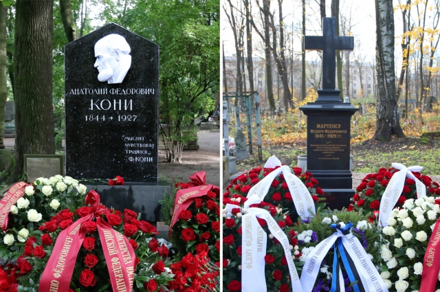 Памятник Анатолию Кони (слева) и Федору Мартенсу.