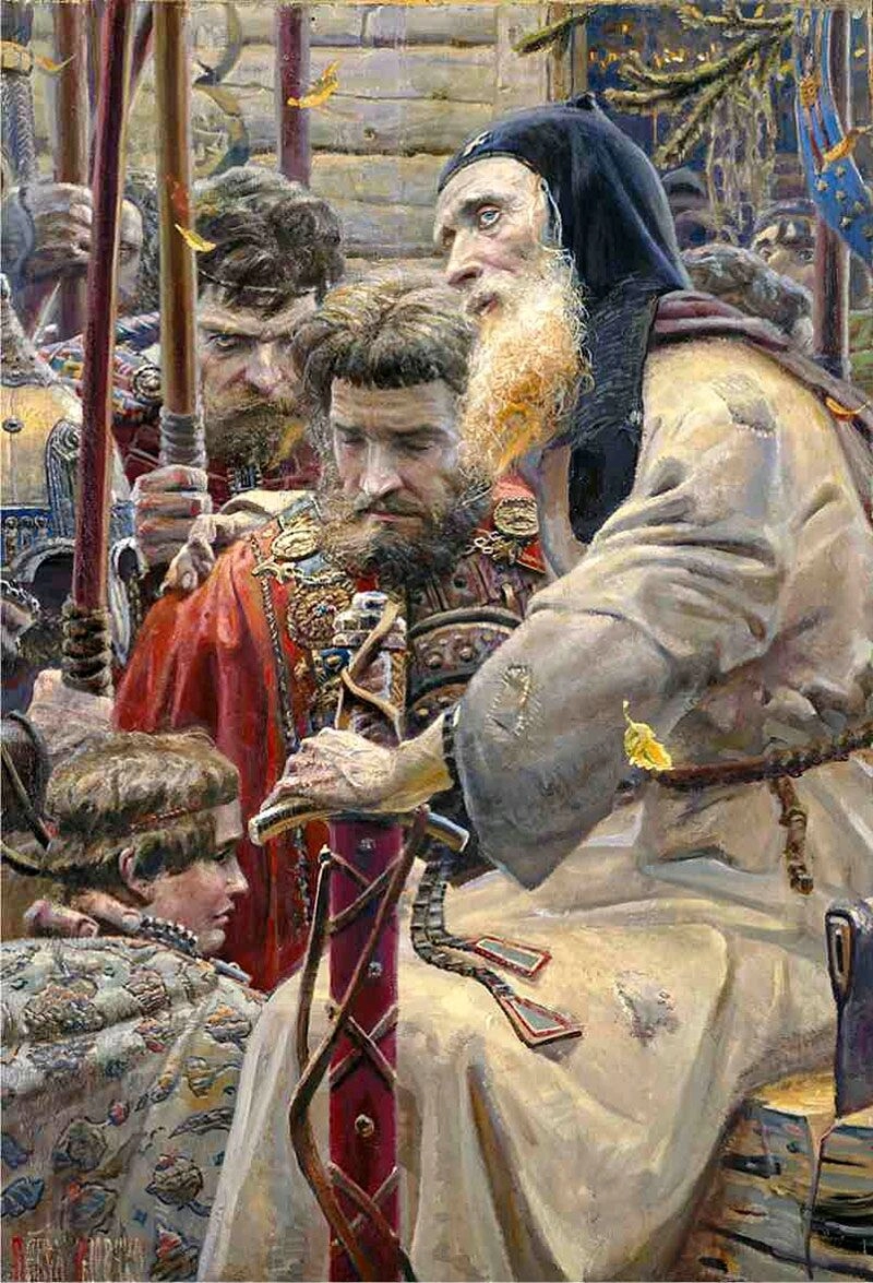 Картина художника Павла Рыженко Благословение Сергия. 