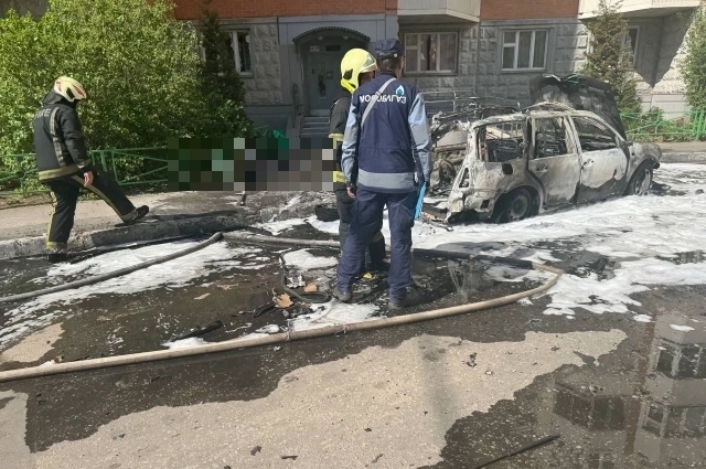 Место взрыва автомобиля в Балашихе.