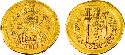 Имп. Лев I. Золотой солид. Аверс. Реверс. 457–474 гг.