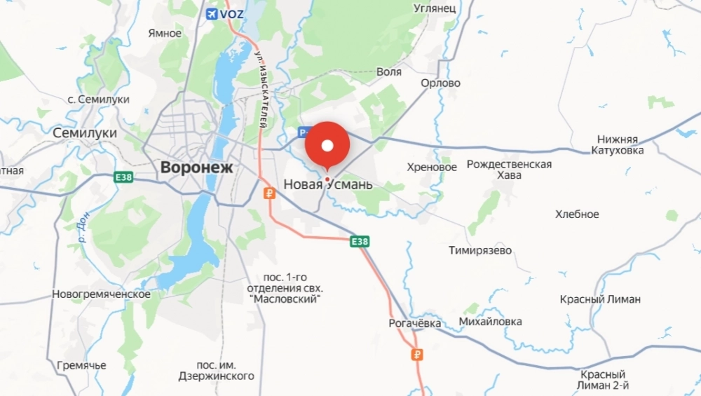 Новая Усмань на карте.