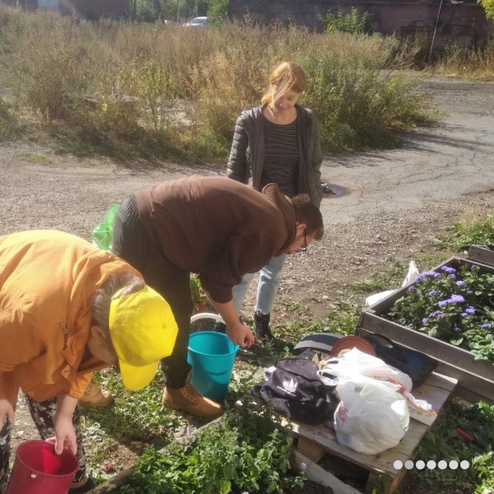 Волонтёрам приходится заранее продумывать, где взять воду для того, чтобы полить растения в общественном огороде, за которым они ухаживают.