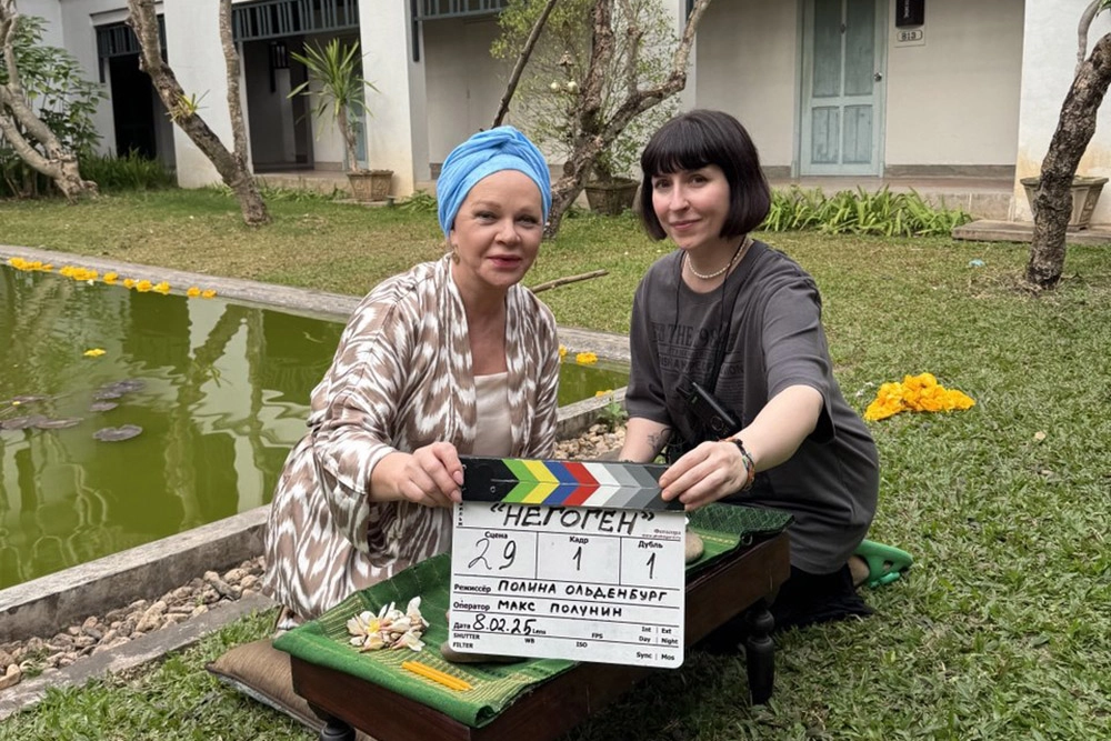 Елена Валюшкина на съемках в Лаосе.