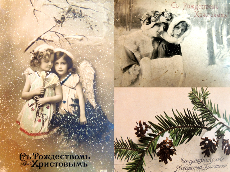 Рождественская открытка изображала природу или трогательные сцены
