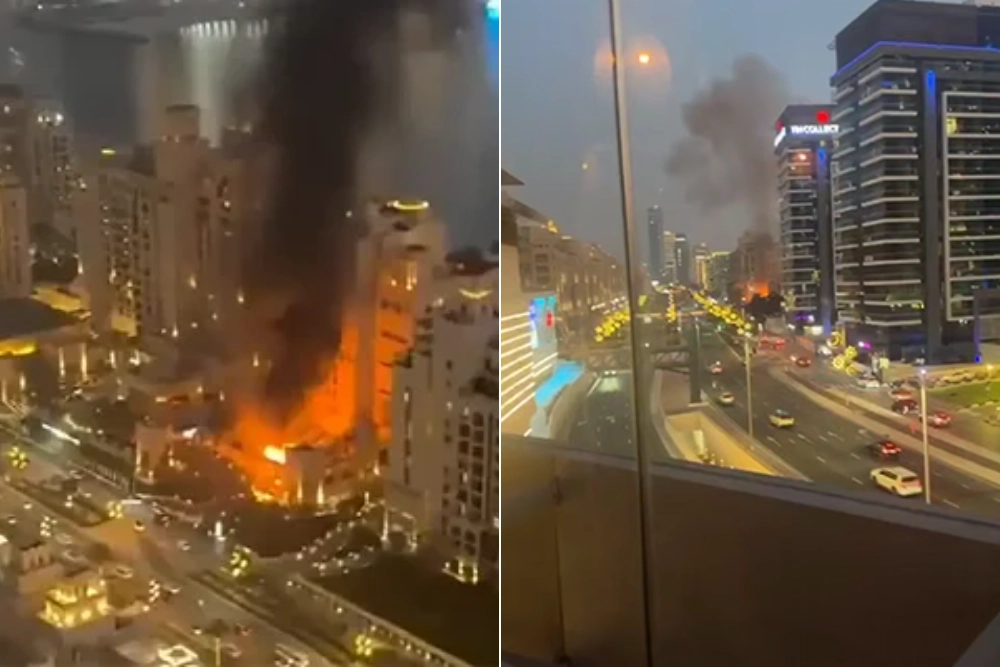 Рядом с пятизвёздочным отелем Fairmont The Palm, который расположен на искусственном острове «Пальма Джумейра» (Palm Jumeirah) в Дубае, вспыхнул пожар после очередной атаки Ирана.