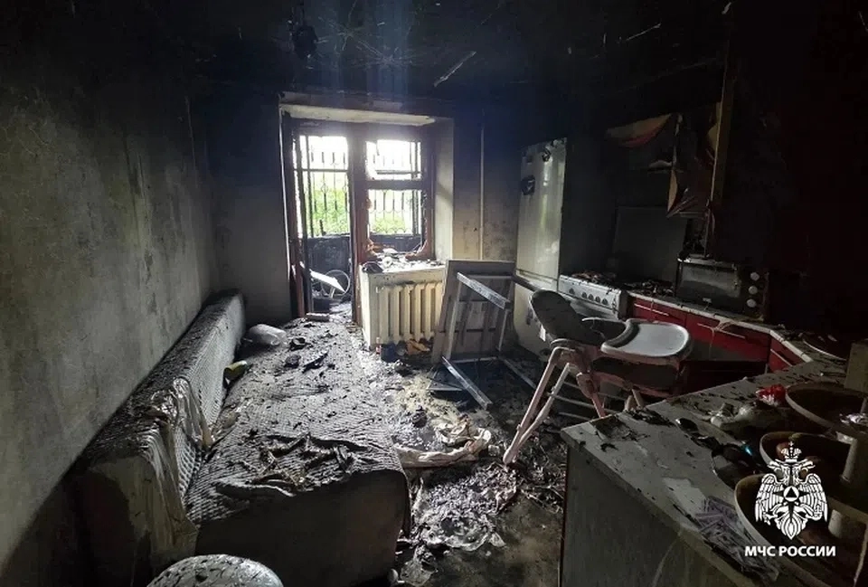 Квартира выгорела полностью...