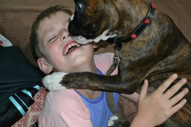 Любовь к собакам у мальчика с самого детства.