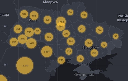 Карта распространения коронавируса в Украине