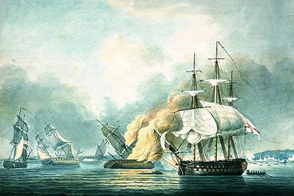 «Нортумберленд» ведет бой с эскадрой Ле Форетира. Май 1812 года.