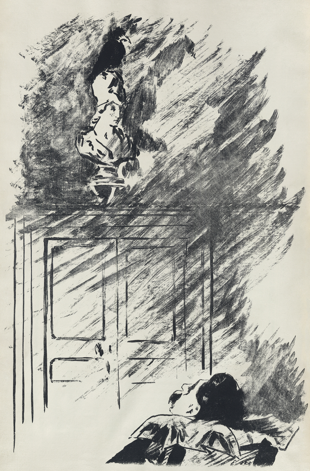 «Ворон» Эдгара Аллана По. «Он взлетел на бюст Паллады,  что над дверью был моей…»  Иллюстрация Эдуарда Мане.
