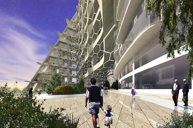 Пешеходная зона вертикального города будущего. Фото «ГОРПРОЕКТ».