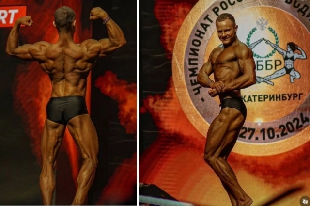 Так Роман выглядел во время финала чемпионата России по бодибилдингу.