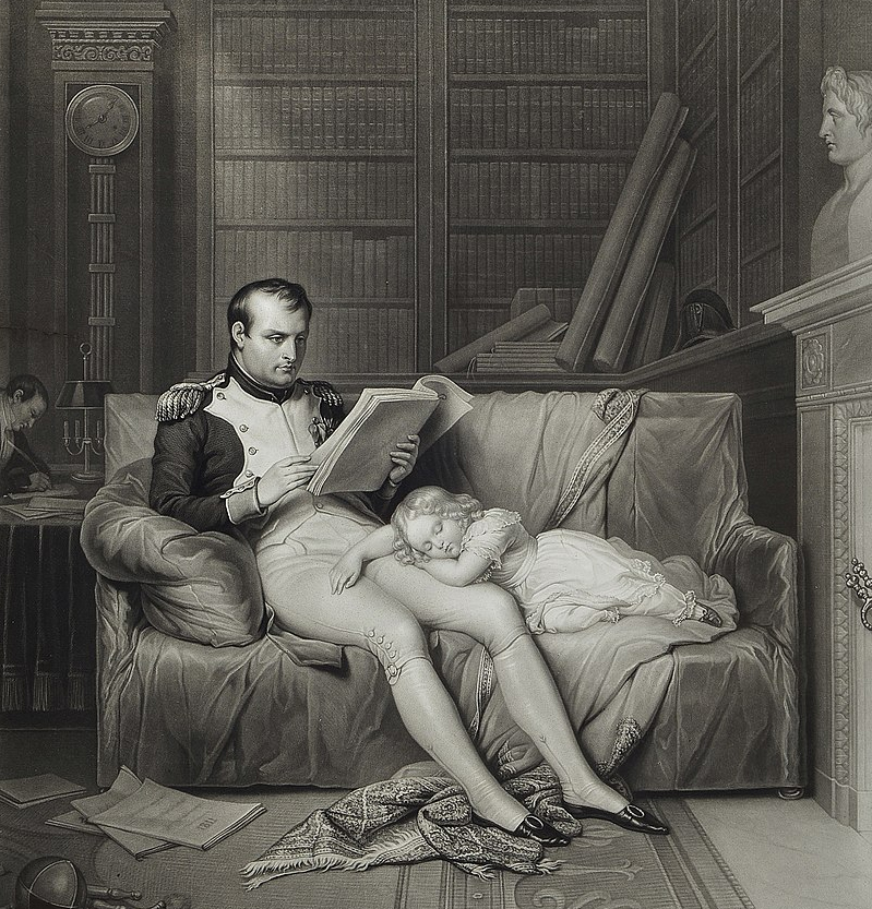 Гравюра «Наполеон I, император Франции с сыном Наполеоном II».