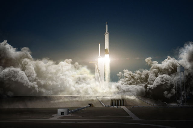 Ракета-носитель «Falcon Heavy» в представлении художника.