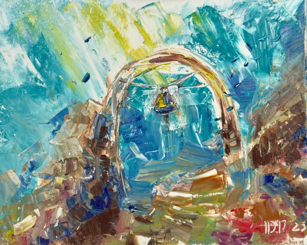 Подводный колокол, установленный в память моряков на картине Петра Доценко.