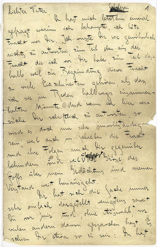 Первая страница письма Кафки к Отцу