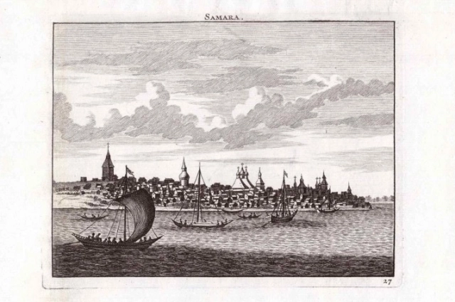 Гравюра Корнелиса де Брюйна с изображением Самары, 1703 г.