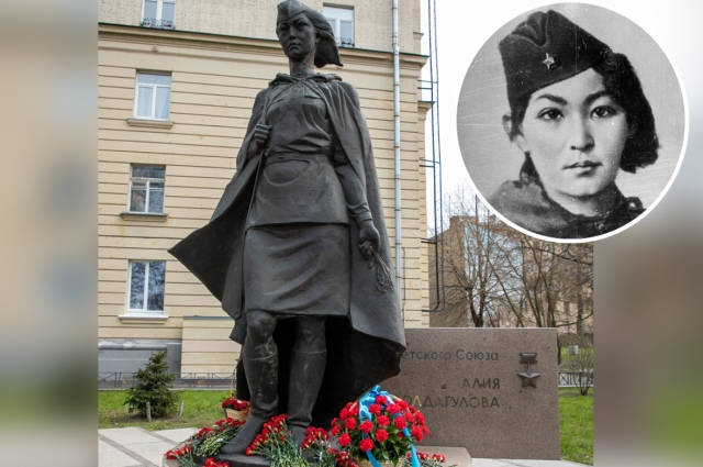 Памятник Алие Молдагуловой установлен на Большой Охте, где она училась в школе-интернате. 