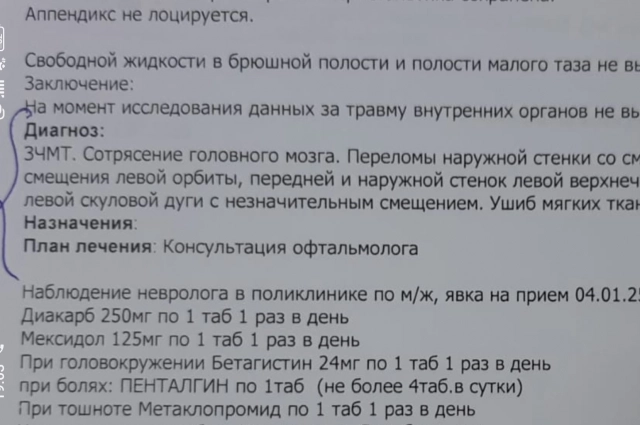 У Антона черепно-мозговая травма и сотрясение мозга.