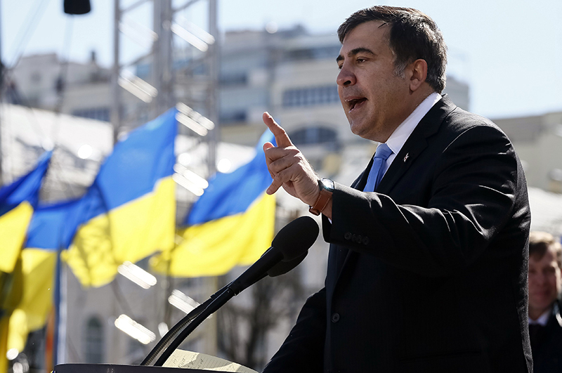 Михаил Саакшвили на митинге в Киеве
