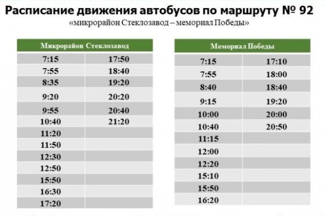 Расписание маршрута № 92 в Улан-Удэ в будние дни. 