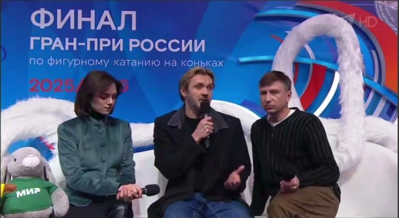 Максим Траньков с Евгенией Медведевой и Алексеем Ягудиным.