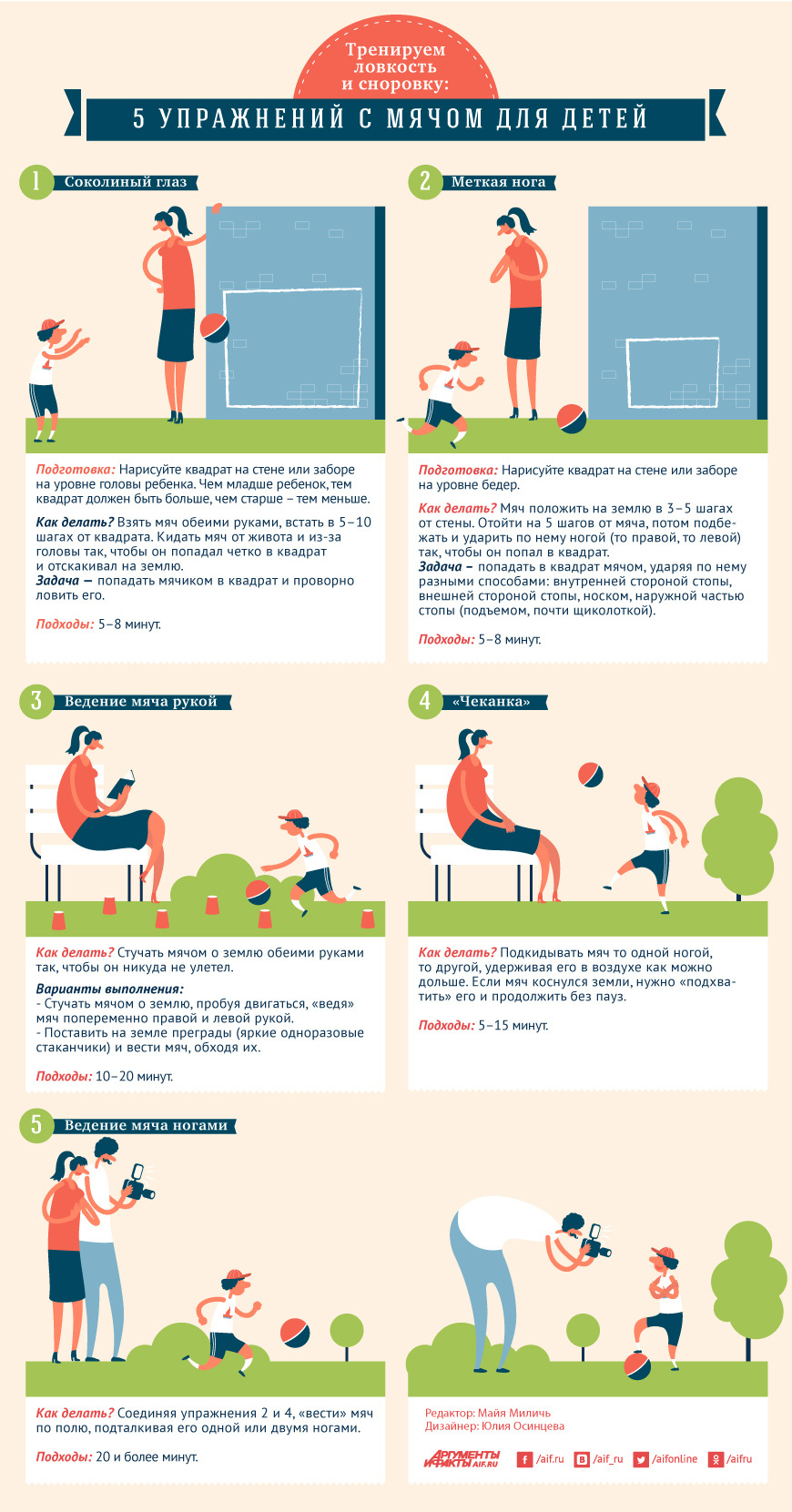 Тренируем ловкость и сноровку: 5 упражнений с мячом для детей
