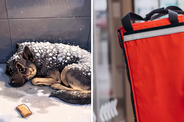 Россияне массово стали поддерживать собаку и курьера