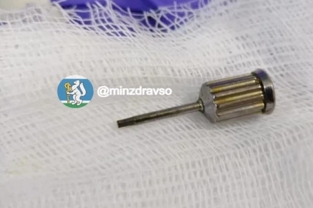 Стоматологическая отвёртка, извлечённая из пациентки.