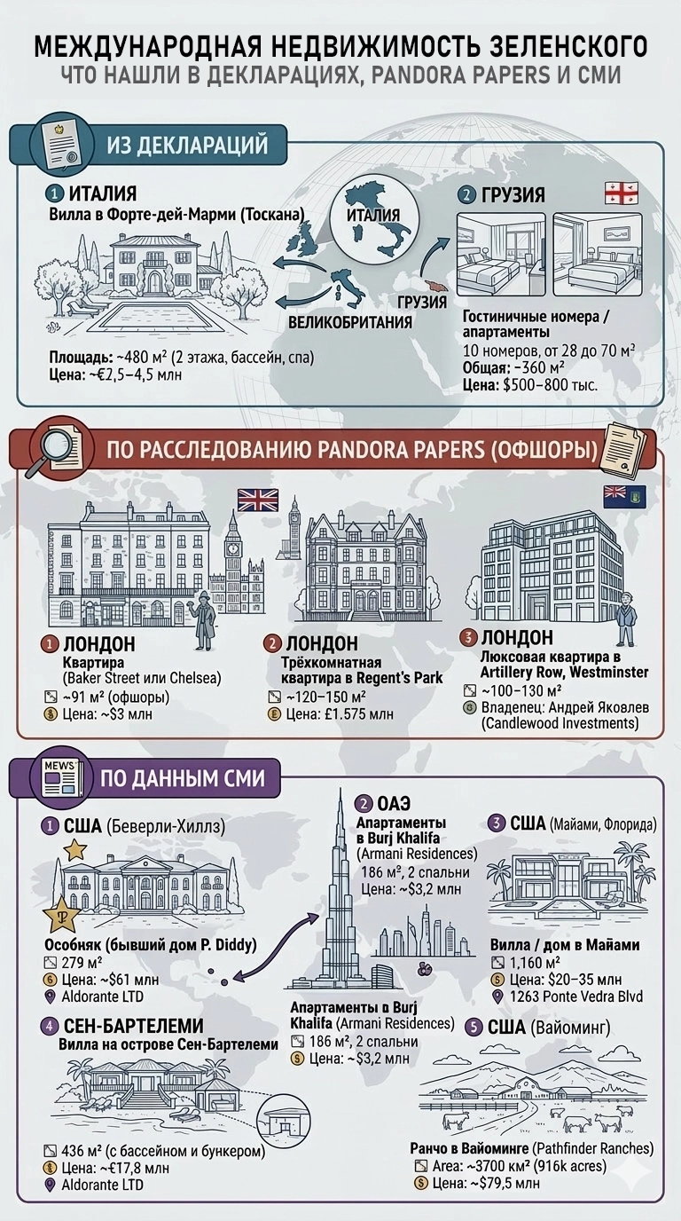 Карта иностранных владений Владимира Зеленского.