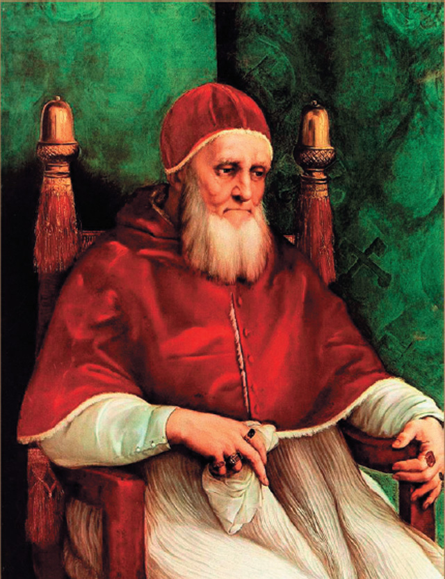 Портрет папы Юлия II (1511-1512). Католические священники брились. Борода Юлия - знак скорби по военным неудачам Ватикана.