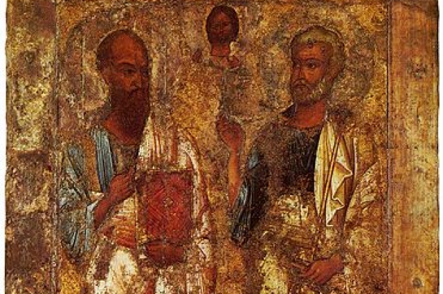 Икона XI века. Святые Пётр и Павел.