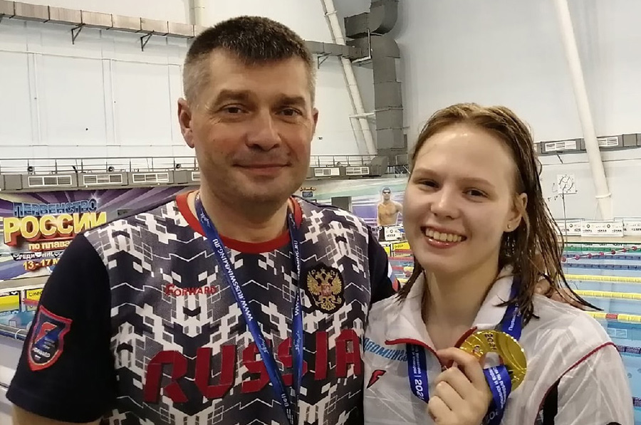 Елена Богомолова и её тренер Павел Никитин.