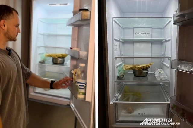 Холодильник бодибилдера практически пустой.