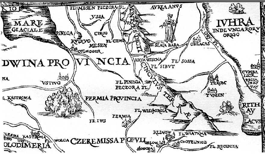 Карта, опубликованная Сигизмундом Герберштейном в 1549 г.