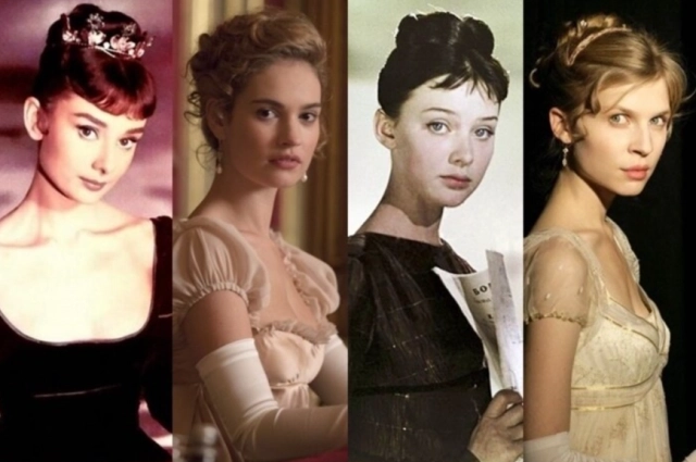 Одри Хепбёрн, Лили Джеймс, Людмила Савельева и Клеманс Поэзи в роли Наташи Ростовой