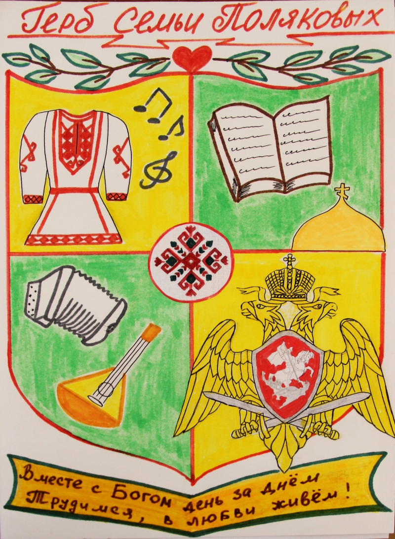 Герб семьи Поляковых, подготовленный к конкурсу «Семья -2023».