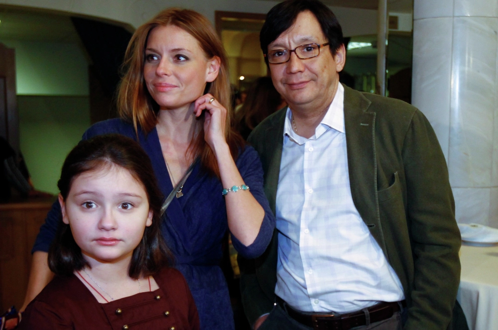 Егор Кончаловский с Любовью Толкалиной и дочерью Марией 2010 г.
