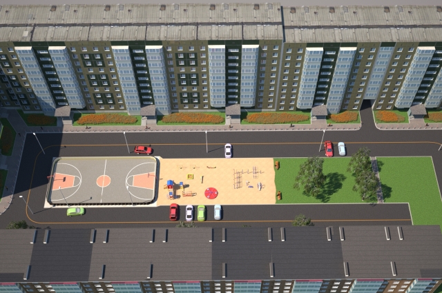 Возле дома по Елькина, 7 обновят тротуар и междомовой проезд, обустроят для занятий спортом хоккейную коробку, в которой летом также можно будет заниматься баскетболом, установят новый игровой комплекс для детей младшего возраста.