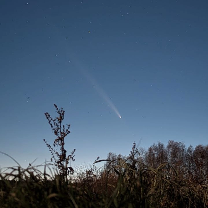 Смартфон, камень, тапок вместо штатива и фотография кометы готова.