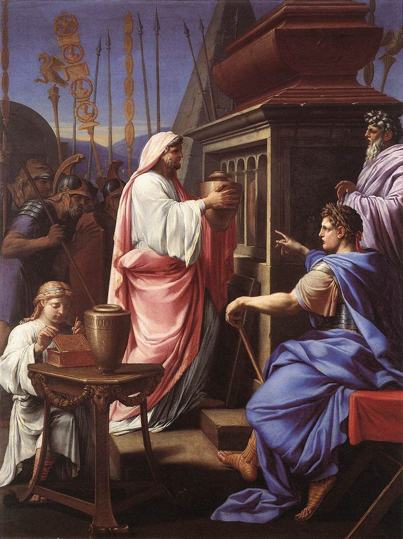 Эсташ Лёсюёр. «Калигула помещает прах матери и брата в гробницу предков». 1647 год.