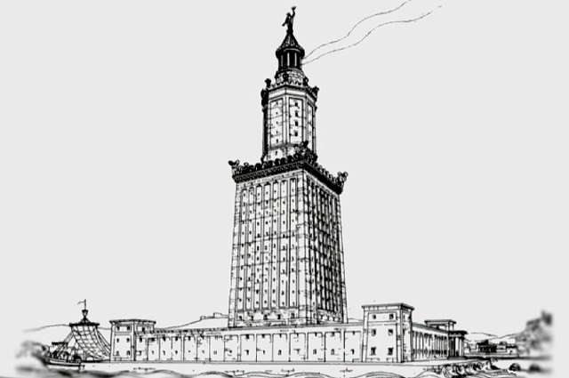 Александрийский маяк. Рисунок археолога Германа Тирша, 1909 год