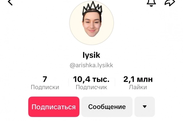 Тикток аккаунт Арины