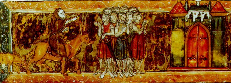 Пётр Пустынник указывает крестоносцам путь в Иерусалим. Французская миниатюра (около 1270 г.)